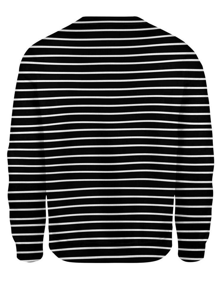 Naisten Stripe 3d Dog Print Pullover O-pääntie Pitkähihainen Rento Collegepaita