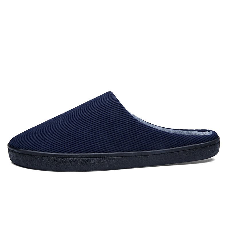 Miesten Pure Color Pyöreä Toe Liukumaton Lämmin Slip-on Kotipuuvillatossut