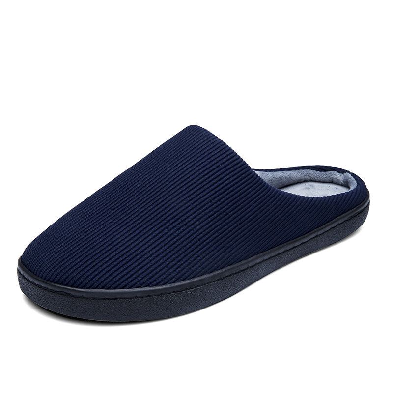 Miesten Pure Color Pyöreä Toe Liukumaton Lämmin Slip-on Kotipuuvillatossut