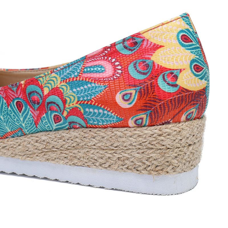 Naisten Espadrille Mukava Wedge Peep Toe Luistaa Päälle Platforms