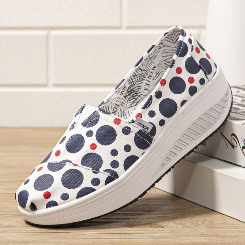 Naisten Casual Print Cartoon Rocker Sole Slip-on Kävelykengät