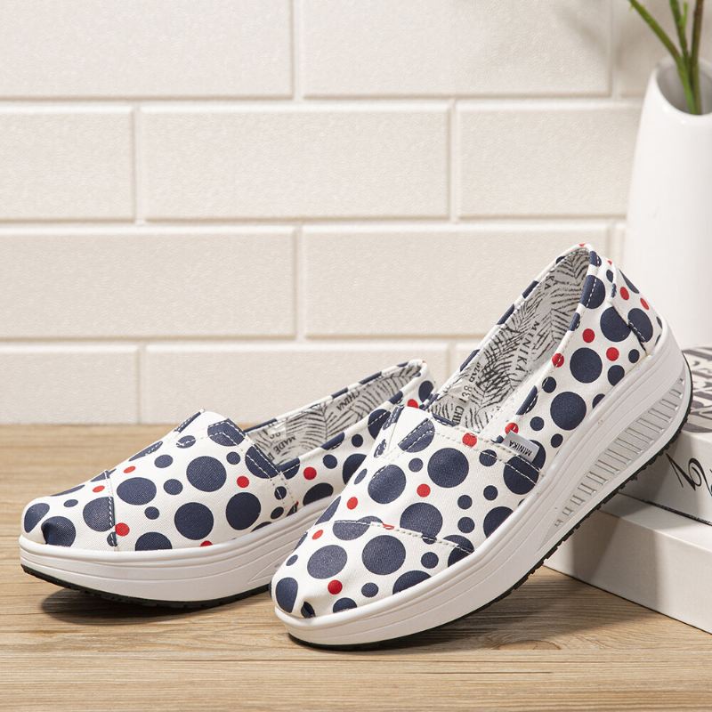 Naisten Casual Print Cartoon Rocker Sole Slip-on Kävelykengät