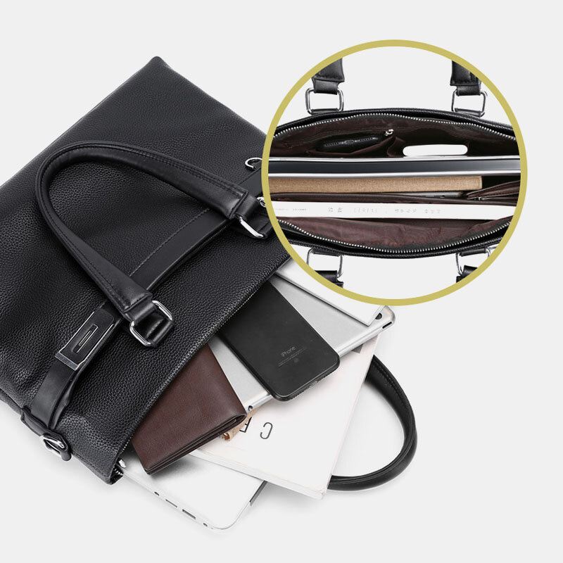 Miesten Keinonahka Business 15.6 Tuuman Kannettavan Tietokoneen Laukku Salkut Käsilaukku Crossbody Laukku