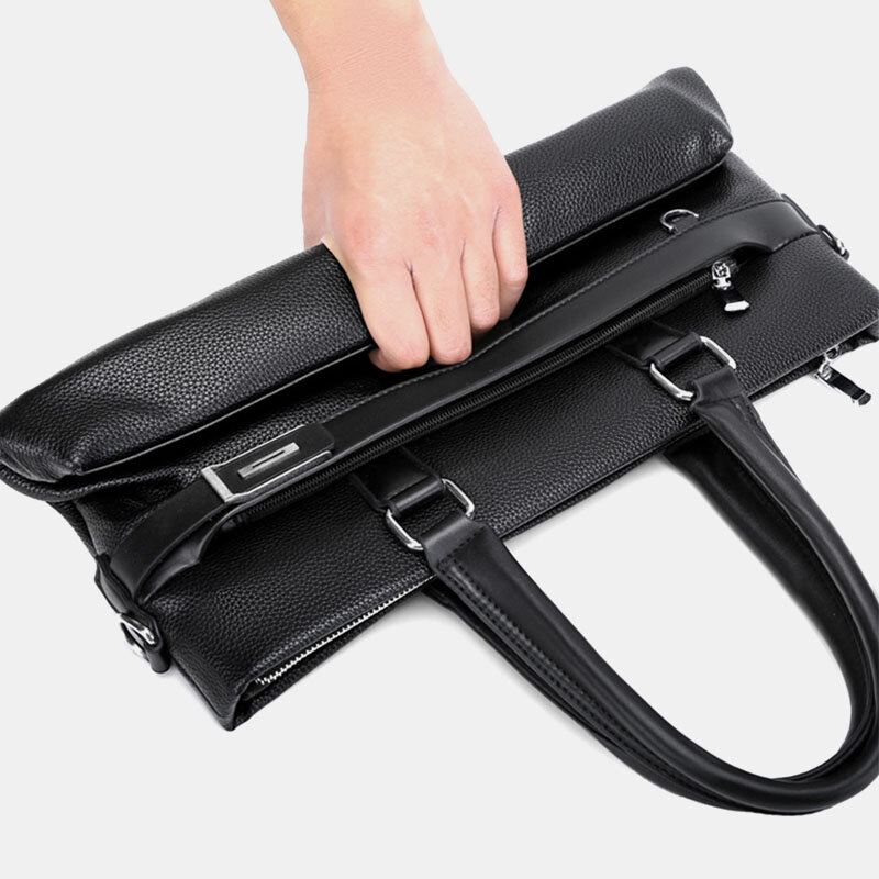 Miesten Keinonahka Business 15.6 Tuuman Kannettavan Tietokoneen Laukku Salkut Käsilaukku Crossbody Laukku