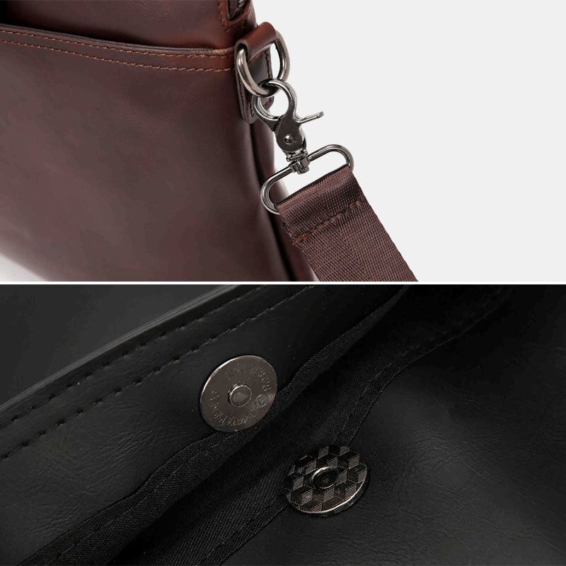 Miesten Vintage Keinonahkainen Multi-carry Suuri Kapasiteetti Yksivärinen Salkku Käsilaukut Business Crossbody Laukku