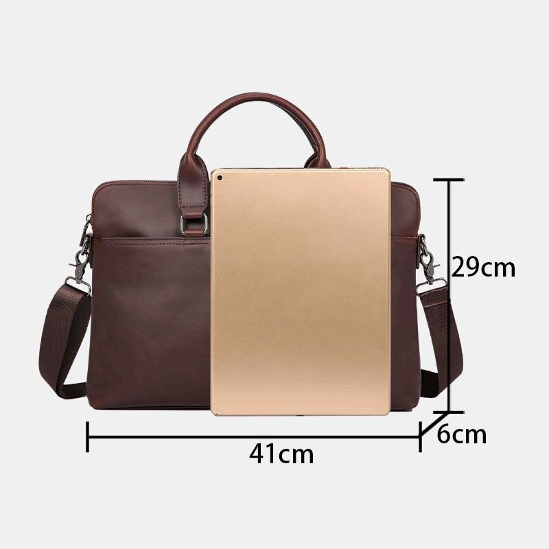 Miesten Vintage Keinonahkainen Multi-carry Suuri Kapasiteetti Yksivärinen Salkku Käsilaukut Business Crossbody Laukku