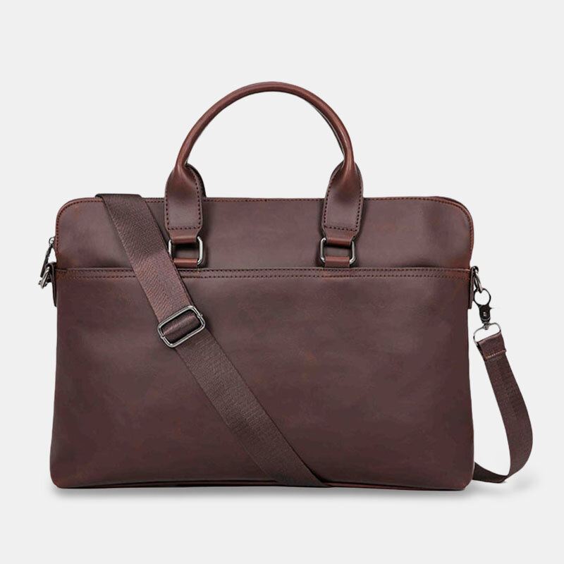 Miesten Vintage Keinonahkainen Multi-carry Suuri Kapasiteetti Yksivärinen Salkku Käsilaukut Business Crossbody Laukku