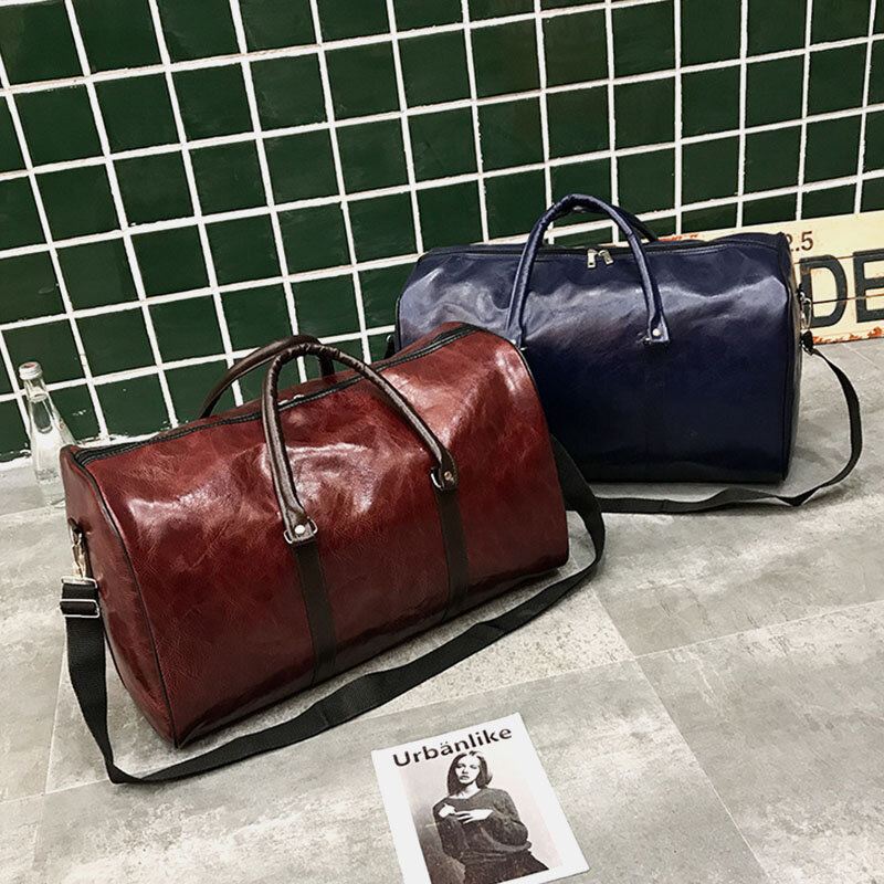 Naiset Miehet Nahka Retro Suuren Kapasiteetin Käsilaukku Business Matkalaukku Laukku Olkalaukku Crossbody Bag