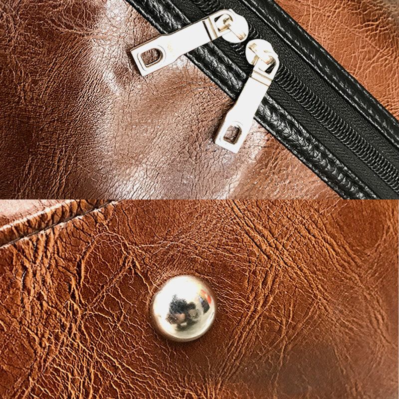 Naiset Miehet Nahka Retro Suuren Kapasiteetin Käsilaukku Business Matkalaukku Laukku Olkalaukku Crossbody Bag