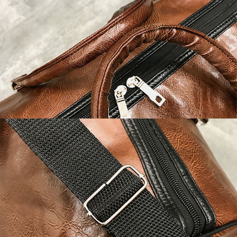 Naiset Miehet Nahka Retro Suuren Kapasiteetin Käsilaukku Business Matkalaukku Laukku Olkalaukku Crossbody Bag