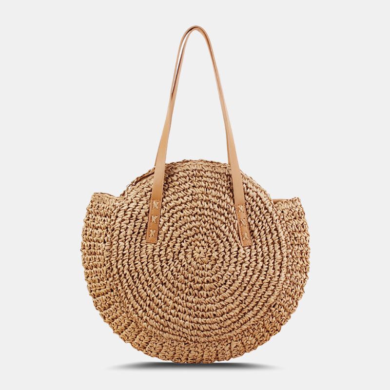 Naiset Simplicity Stripe Straw Bag Käsilaukut Tote Retro Beach Bag