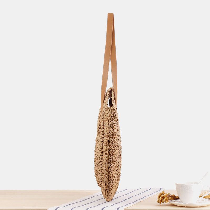 Naiset Simplicity Stripe Straw Bag Käsilaukut Tote Retro Beach Bag