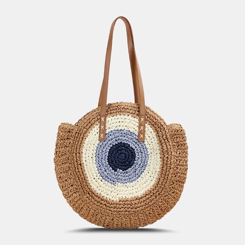 Naiset Simplicity Stripe Straw Bag Käsilaukut Tote Retro Beach Bag