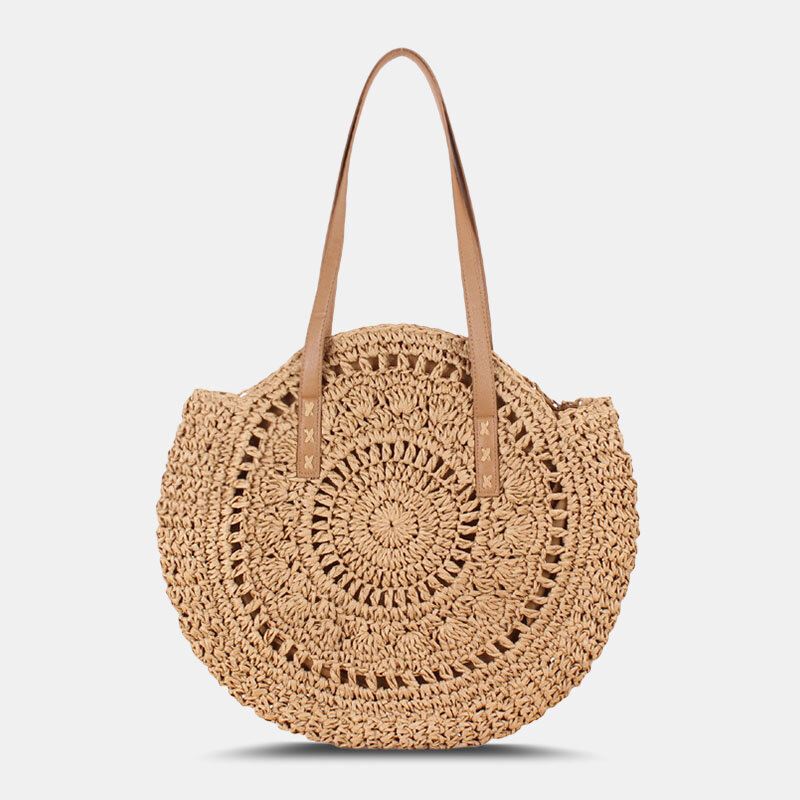 Naiset Simplicity Stripe Straw Bag Käsilaukut Tote Retro Beach Bag