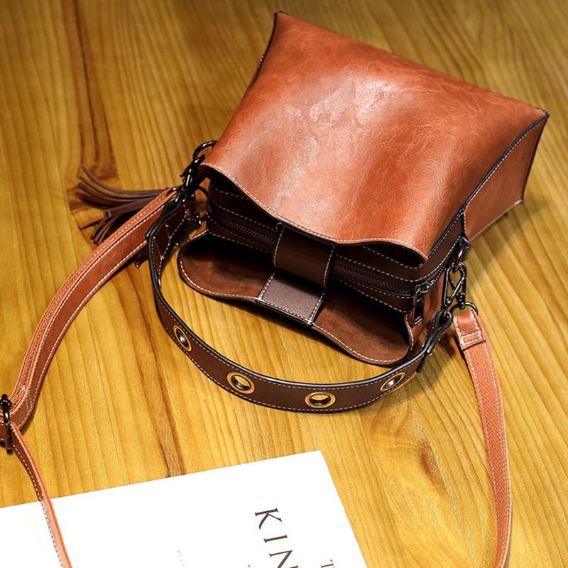 Naisten Vintage Keinonahkainen Crossbody Laukku Olkalaukut Bucket Bag Crossbody Bag