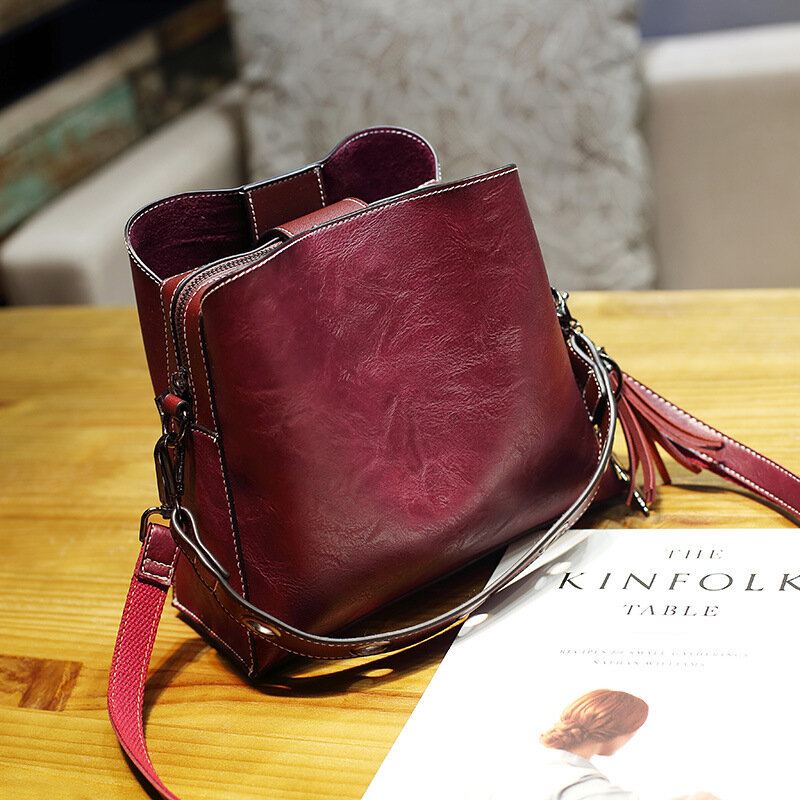 Naisten Vintage Keinonahkainen Crossbody Laukku Olkalaukut Bucket Bag Crossbody Bag