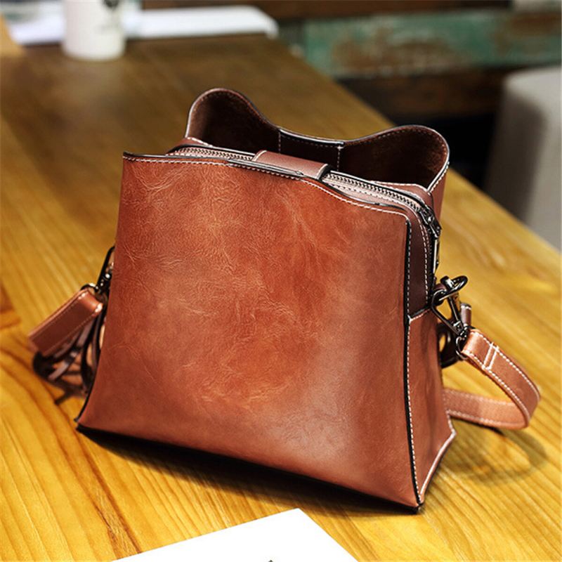 Naisten Vintage Keinonahkainen Crossbody Laukku Olkalaukut Bucket Bag Crossbody Bag