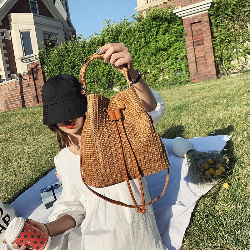 Naisten Yksivärinen String Rento Olkilaukku Käsilaukku Olkalaukku Crossbody Laukut Bucket Bag