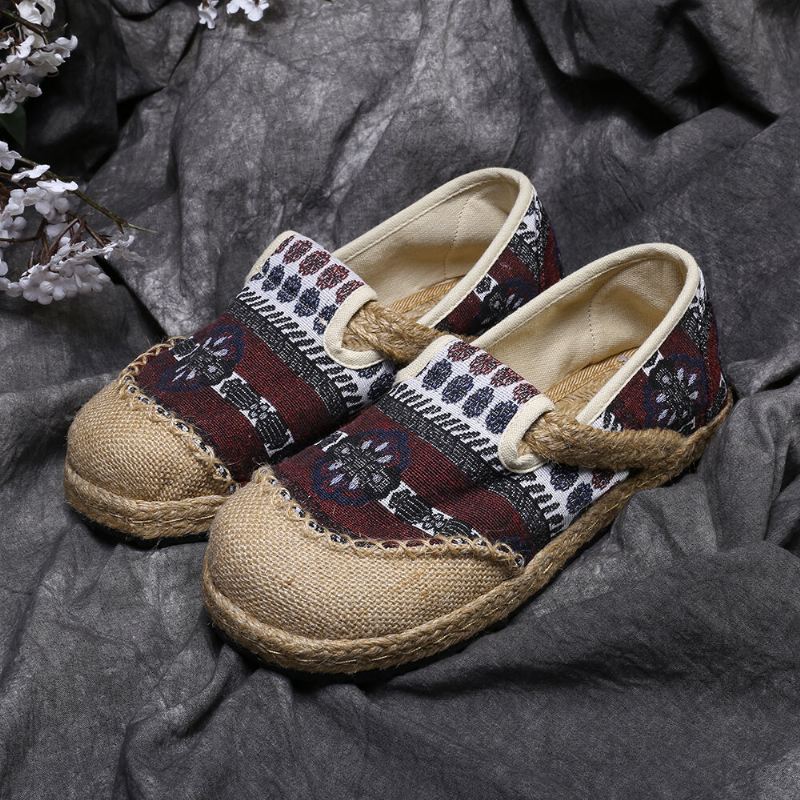 Naisten Pellava Olkikuvioinen Rento Luistaa Päälle Espadrille-tasaiset Loaferit