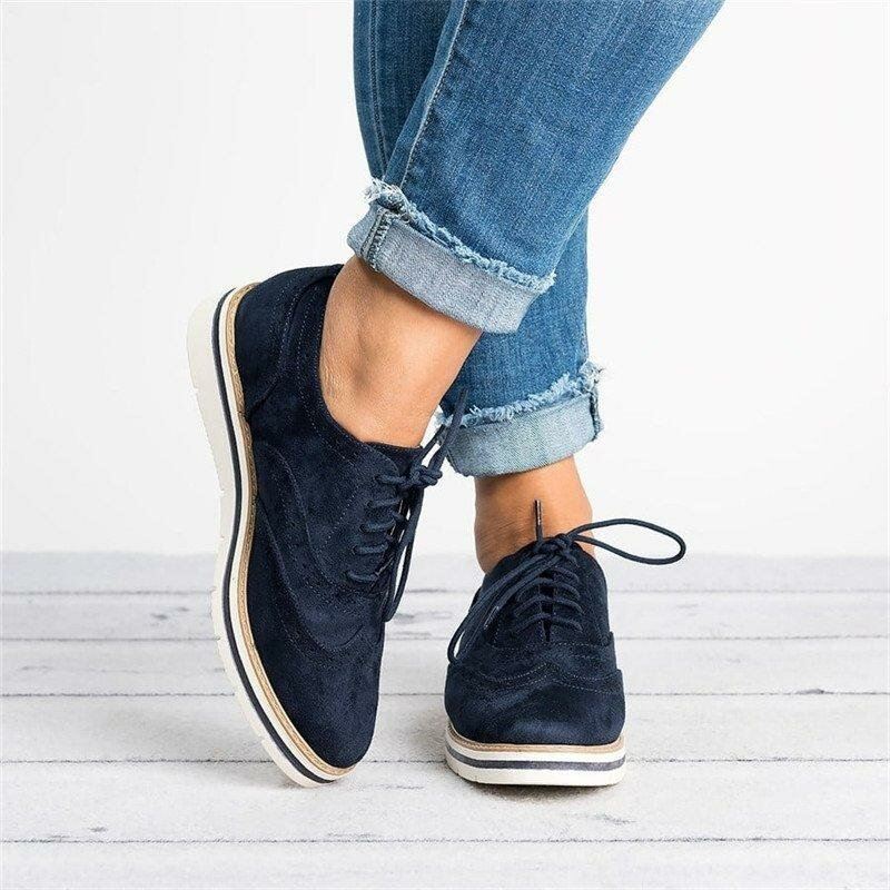 Naisten Plus-kokoiset Brogue Lace Up Pehmeät Nauhanauhat Casual Oxford Mokkasiinit