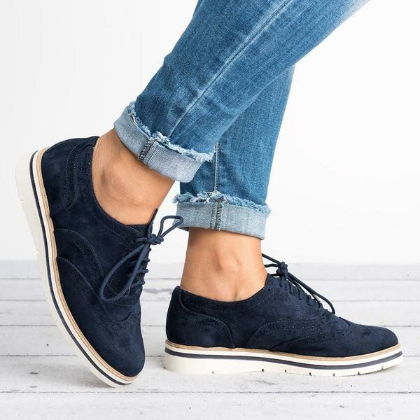 Naisten Plus-kokoiset Brogue Lace Up Pehmeät Nauhanauhat Casual Oxford Mokkasiinit