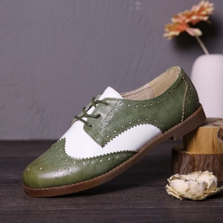 Värilliset Block Lace Up Rento Naisten Brogue Litteät Kengät