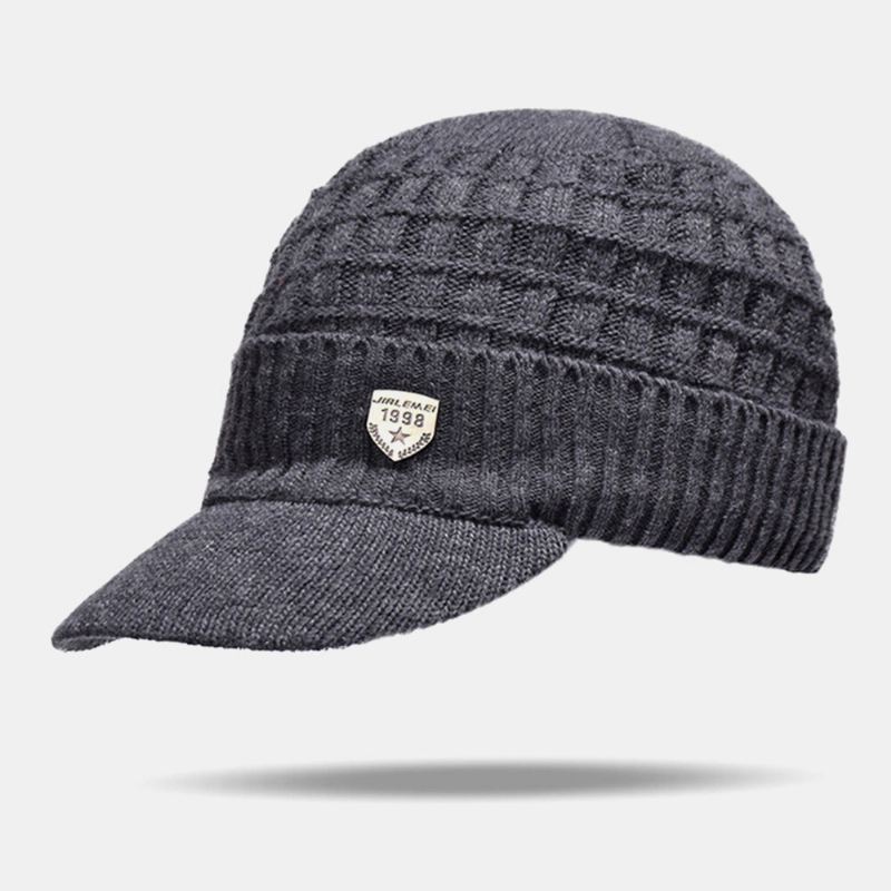 2 Kpl Miesten Talvi Plus Velvet Lämmin Cashmere Bonnet Neulotut Lippalakit Huivi Naamio Outdoor Wild Joustava Säädettävä Tuulenpitävä Pipo Skull Hat