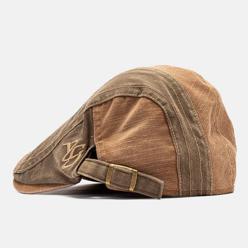 Collrown Men Patchwork Letter Brodeerattu Säädettävä Casual Forward Cap Litteä Korkki Baret Cap