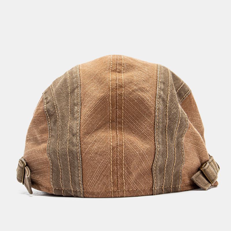 Collrown Men Patchwork Letter Brodeerattu Säädettävä Casual Forward Cap Litteä Korkki Baret Cap