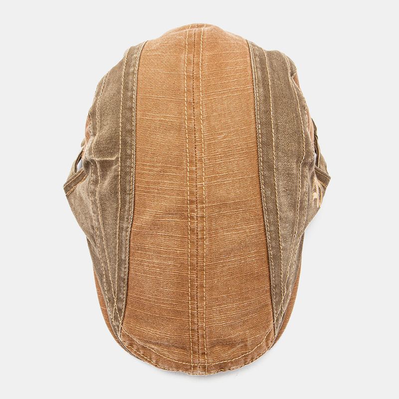 Collrown Men Patchwork Letter Brodeerattu Säädettävä Casual Forward Cap Litteä Korkki Baret Cap