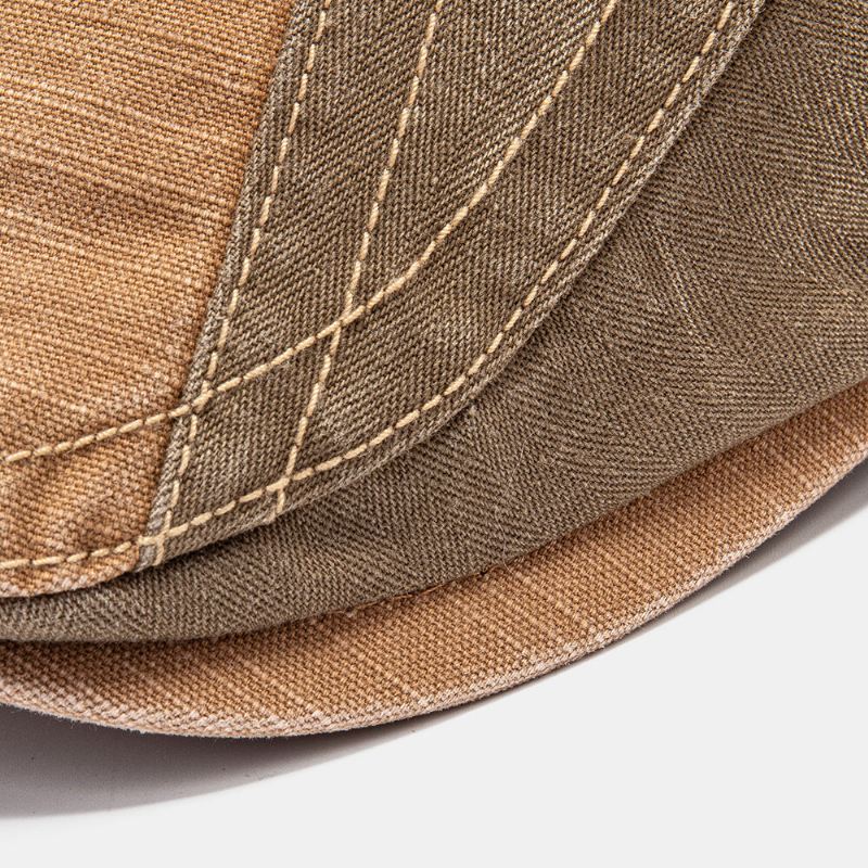 Collrown Men Patchwork Letter Brodeerattu Säädettävä Casual Forward Cap Litteä Korkki Baret Cap