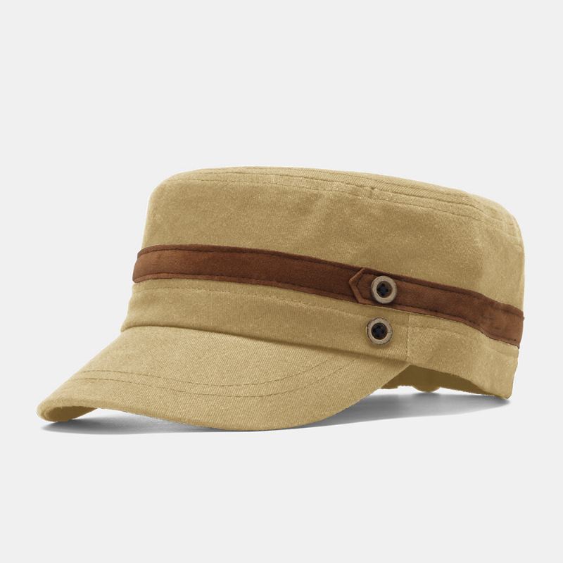 Collrown Men Rivet Litteä Hattu Koristeellinen Vyö Patchwork Säädettävä Rento Sotilaallinen Lippalakki Peaked Cap Newsboy Cap