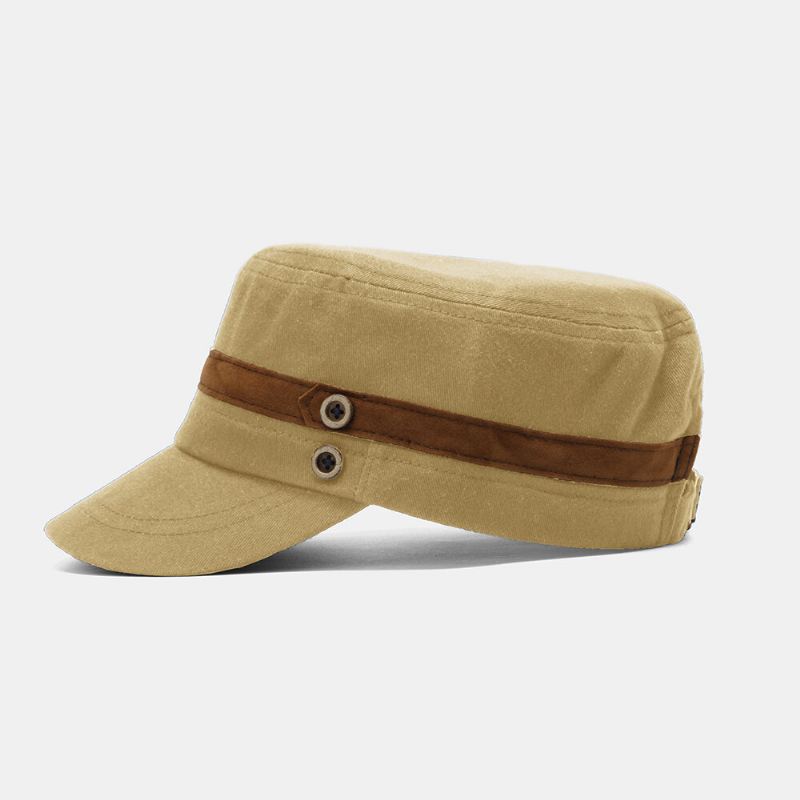 Collrown Men Rivet Litteä Hattu Koristeellinen Vyö Patchwork Säädettävä Rento Sotilaallinen Lippalakki Peaked Cap Newsboy Cap