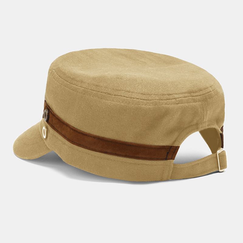 Collrown Men Rivet Litteä Hattu Koristeellinen Vyö Patchwork Säädettävä Rento Sotilaallinen Lippalakki Peaked Cap Newsboy Cap