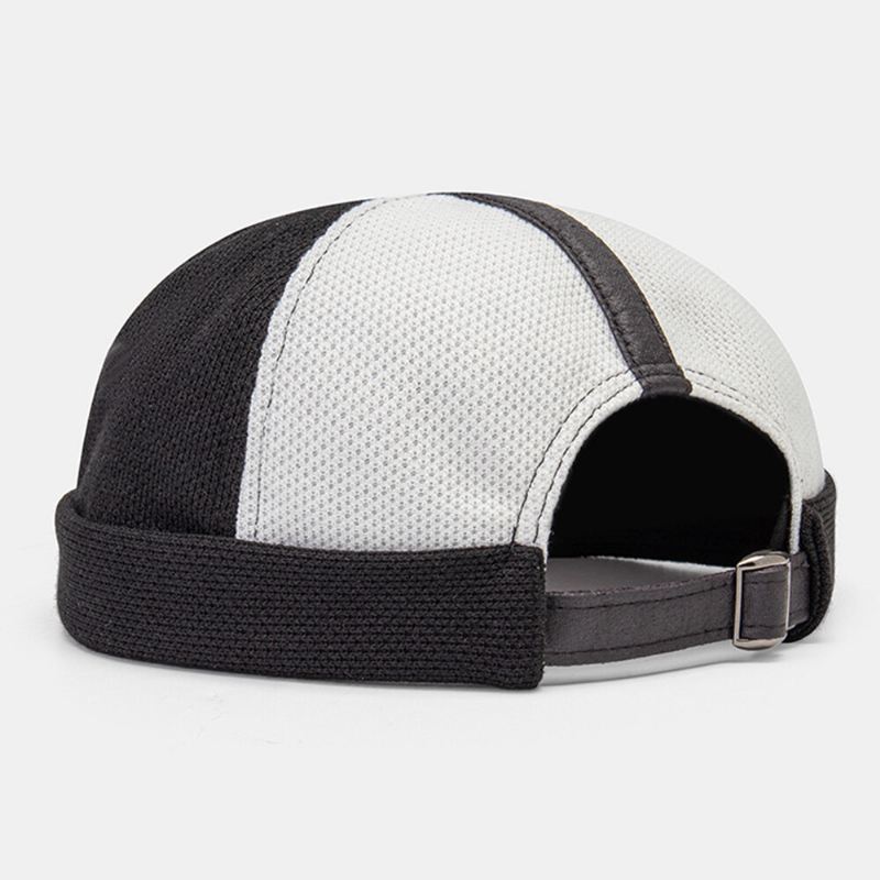 Collrown Miesten Metallinen Kirjaintarra Väri Block Tikkaus Landlord Cap Outdoor Casual Windoroof Aurinkovarjo Polar Fleece Pipo Skull Cap