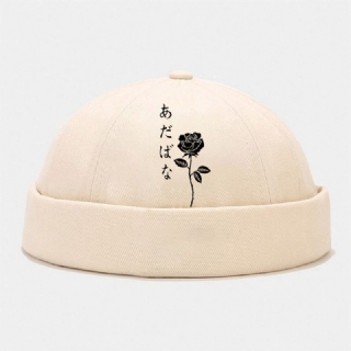 Collrown Unisex Polyester Cotton Rose Print Täydellinen Brimless Beanie Landlord Cap Skull Cap