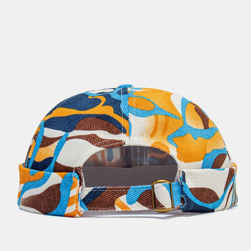 Collrown Unisex-puuvilla Värikäs Graffiti-kuviopainatus Retromuoti Aurinkovarjo Brimless Pipo Landlord Cap Skull Cap