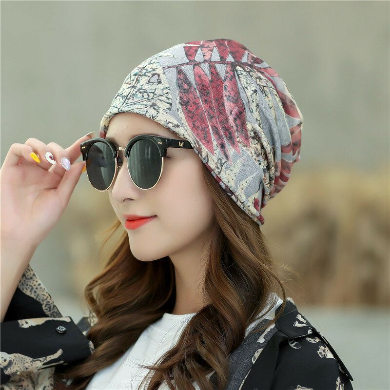 Leaf Retro Beanie Print Chemotherapy Caps