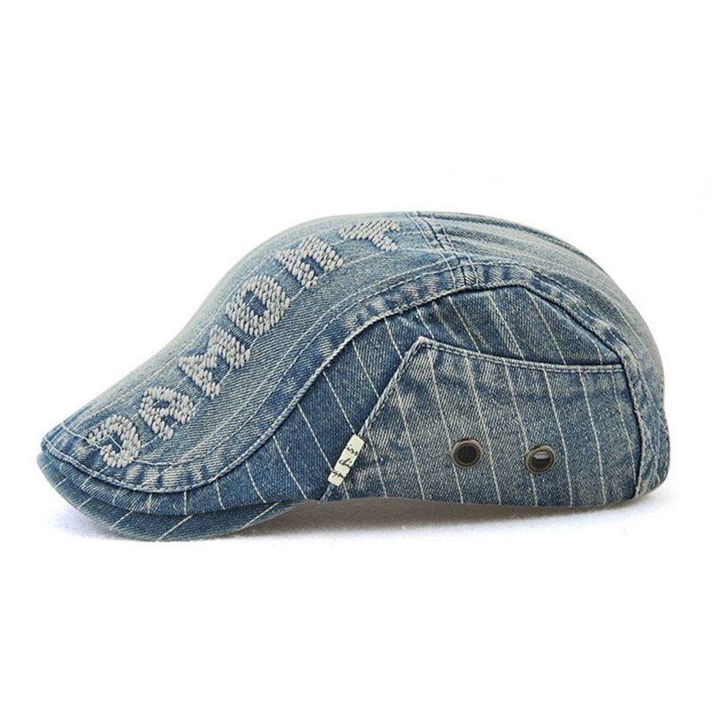 Miehet Made-old Denim Kirje Patchwork Aurinkoverho Eteenpäin Hattu Baretti Hattu Litteä Hattu