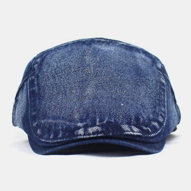 Miehet Made-old Denim Solid Retro Rento Aurinkovarjo Eteenpäin Hattu Baretti Hattu Litteä Hattu