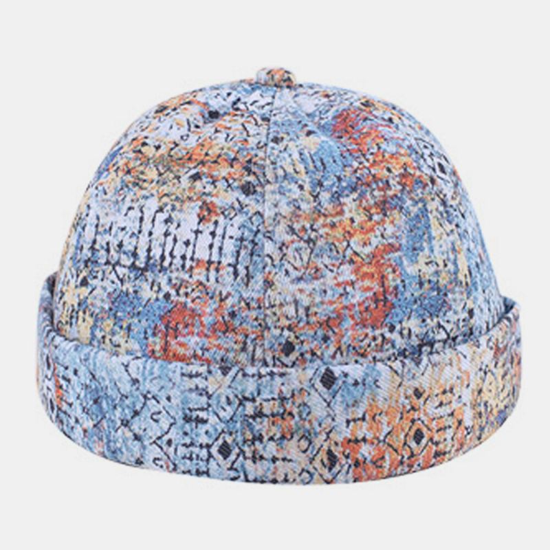 Miehet Naiset Puuvilla Värikäs Hip-hop Säädettävä Aurinkovarjo Ohut Landlord Lippalakki Brimless Beanie Skull Cap