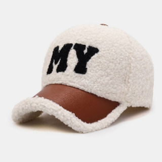 Miesten Baseball-lippis Lamb Pehmo Pu Patchwork Väri Kontrasti Syksy Talvi Lämpö Sanomalehti Lippikset Naisille