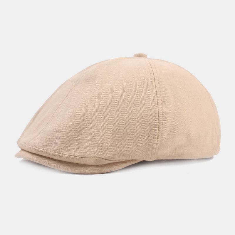 Miesten Cotton Baret Cap Yksivärinen Retro Säädettävä Sanomalehtihattu Maalari Hattu Kahdeksankulmainen Hattu