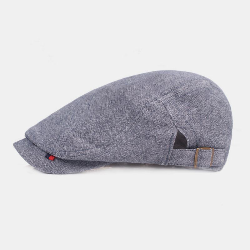 Miesten Cotton Baret Cap Yksivärinen Säädettävä Wild Forward Hat Litteä Lippalakki