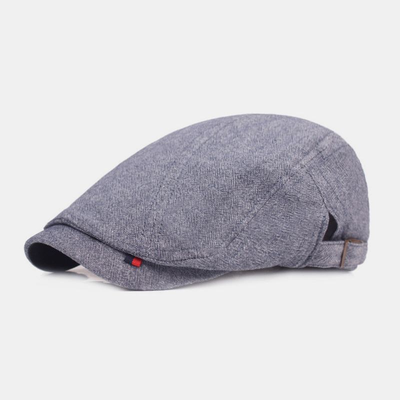 Miesten Cotton Baret Cap Yksivärinen Säädettävä Wild Forward Hat Litteä Lippalakki