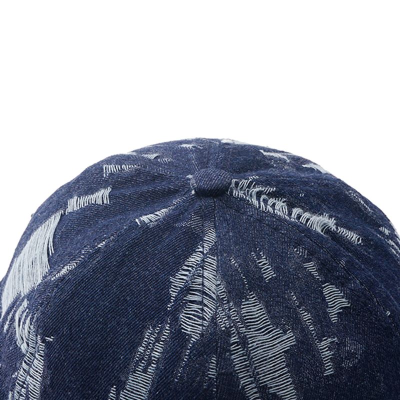 Miesten Denim Distressed Repeytynyt Trendikäs All-match Säädettävä Reunaton Pipo Landlord Caps Skull Caps