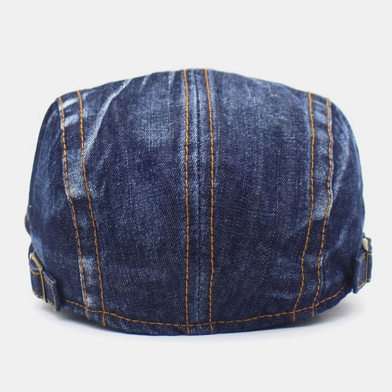 Miesten Denim Kaksitaskuinen Koriste Retro Ulkoilu Aurinkovarjo Eteenpäin Hattu Baretti Hattu Litteä Hattu