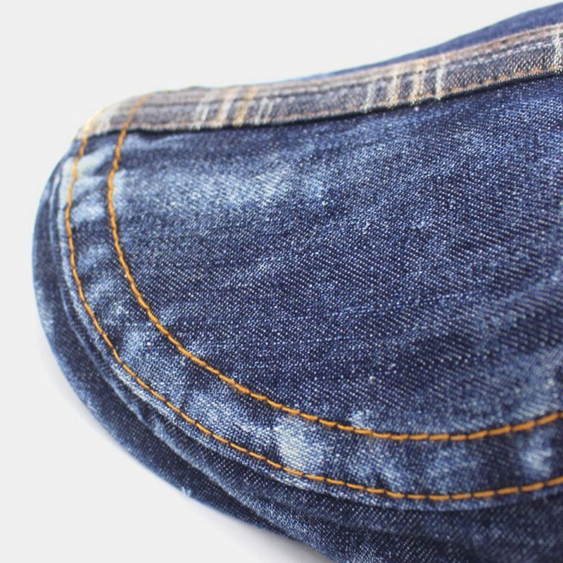 Miesten Denim Kaksitaskuinen Koriste Retro Ulkoilu Aurinkovarjo Eteenpäin Hattu Baretti Hattu Litteä Hattu