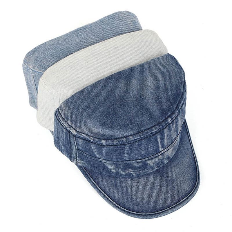 Miesten Denim Ulkoilu Aurinkosuoja Kaikki Ottelut Säädettävät Rento Vintage Sotilaalliset Lippalakit Tasaiset Hatut