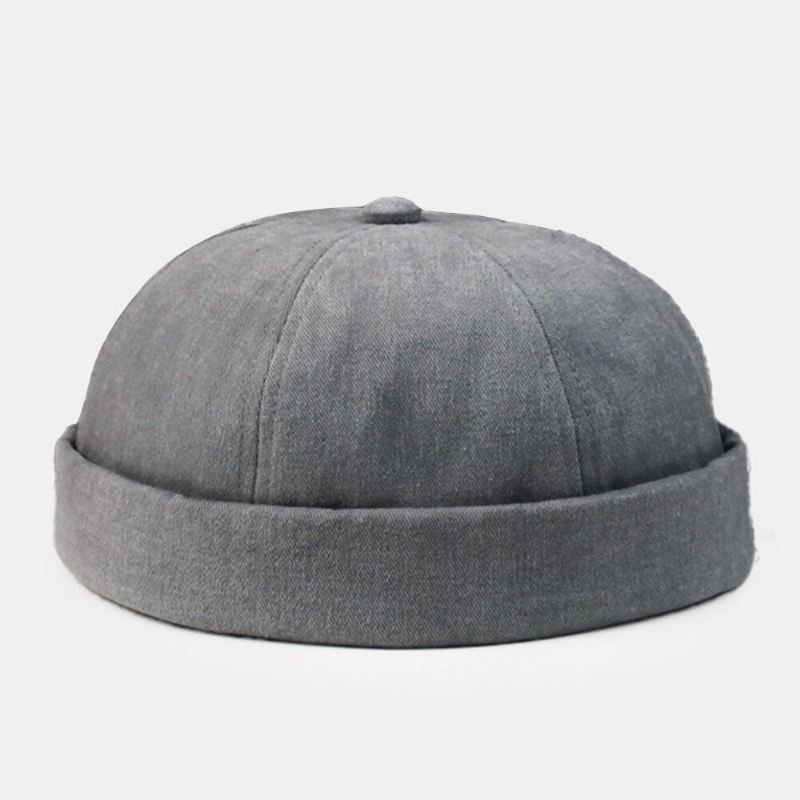 Miesten Dome Metal Label Säädettävä Meloni Lippalakki Retro Stree Syksy Lämmin Tuulenpitävä Brimless Pipo Landlord Cap Skull Cap